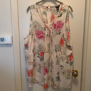 Torrid Floral Tank with Lace-up front.